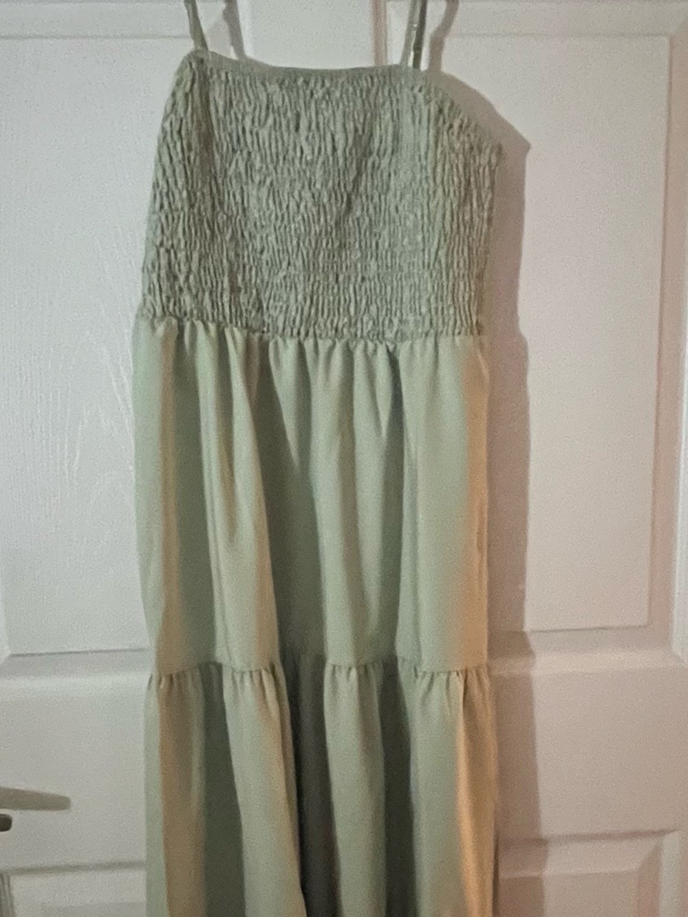 Smocked Tiered Maxi Dress in Sage Green